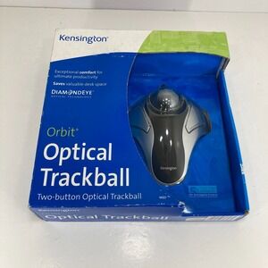 NEW Kensington 64327 Orbit Optical Trackball Mouse Wired USB, Black/Silver